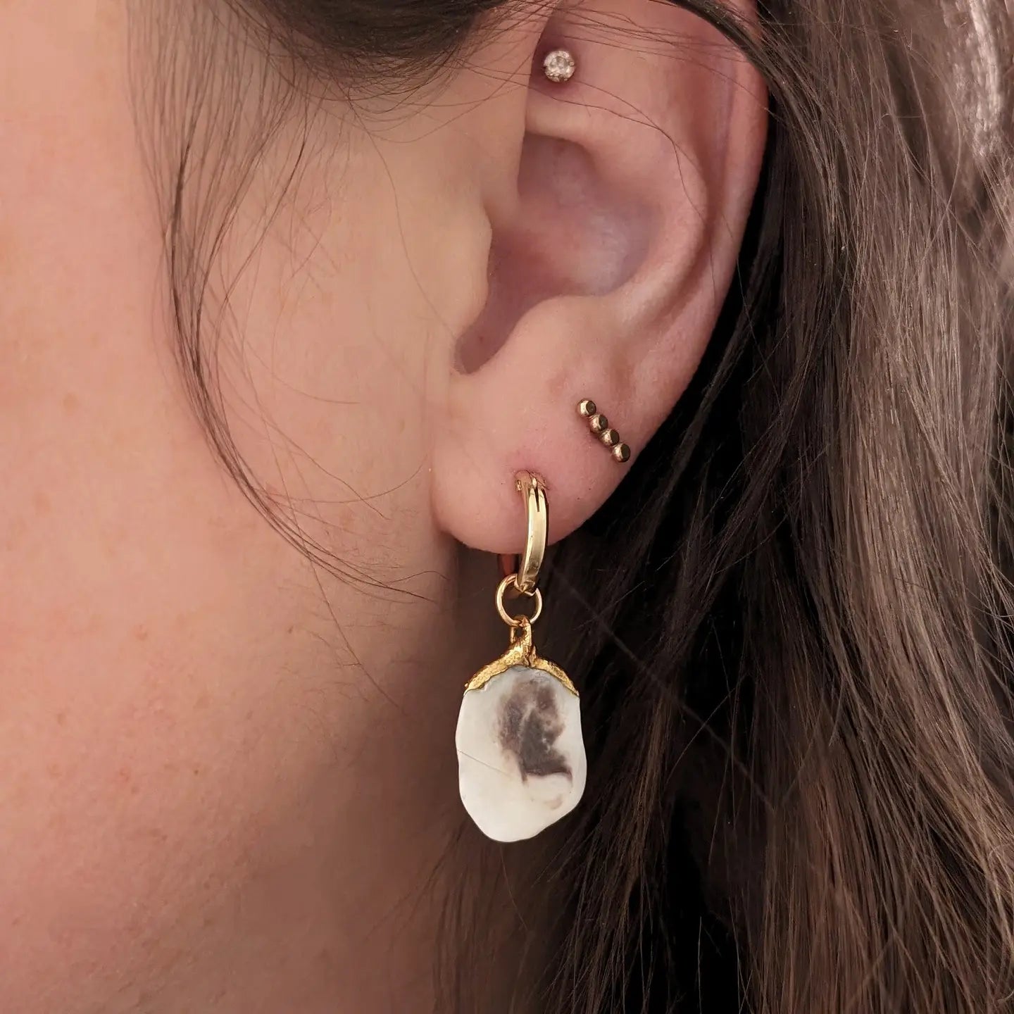 Gold Dipped Oyster Shell Earrings