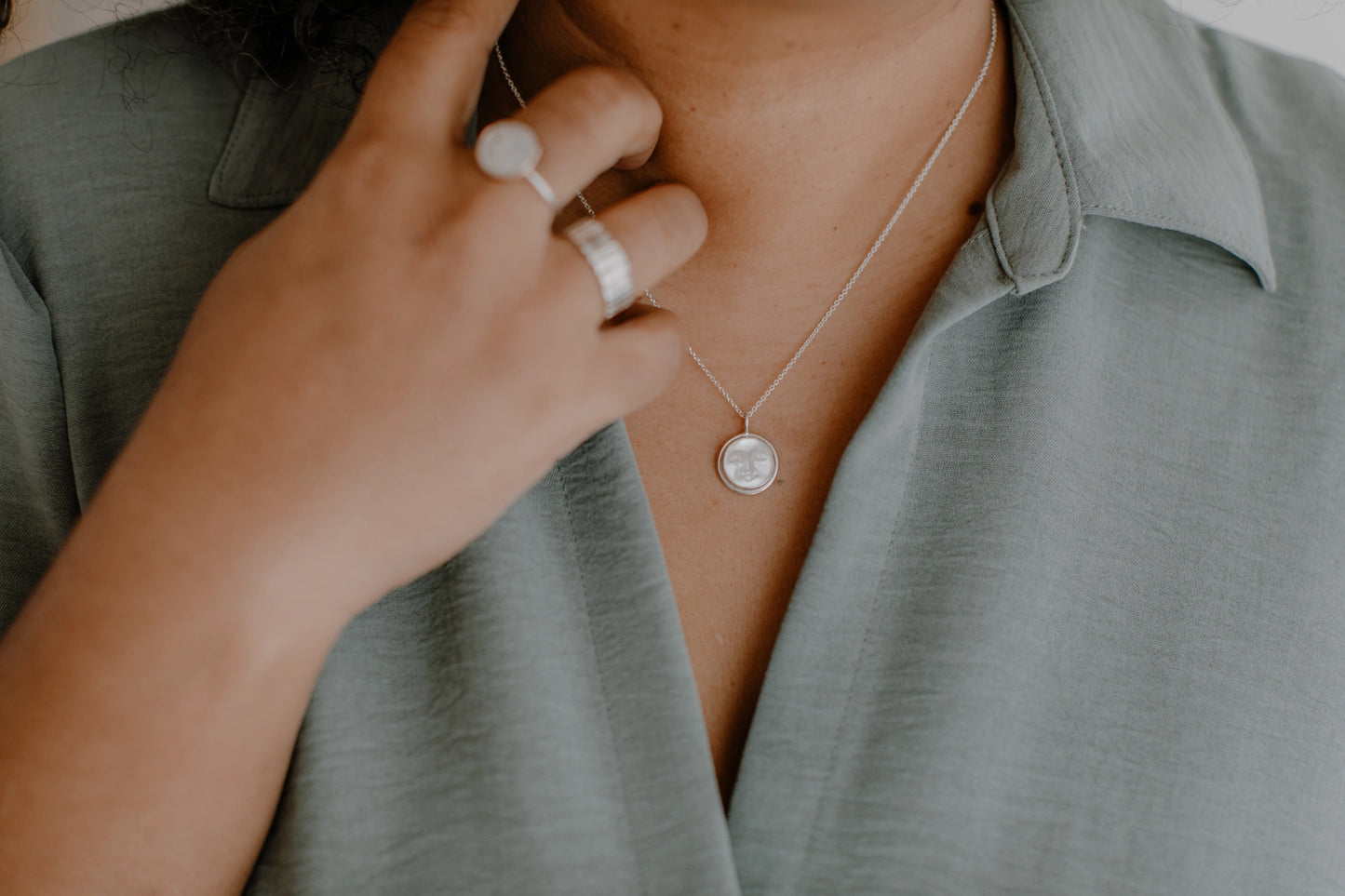 Mother of Pearl Moon Necklace