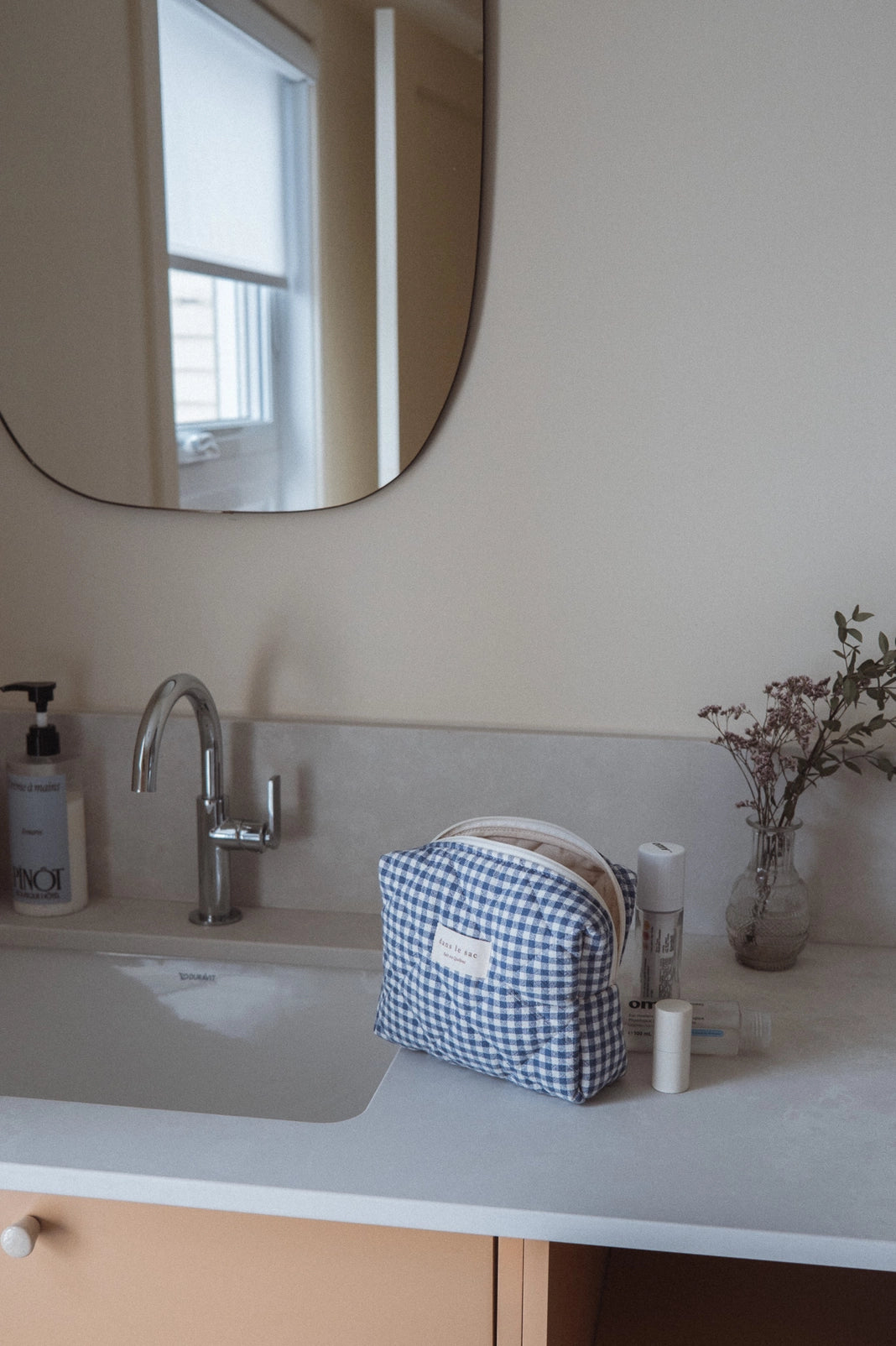 Organic Cotton Quilted Pouch - Gingham