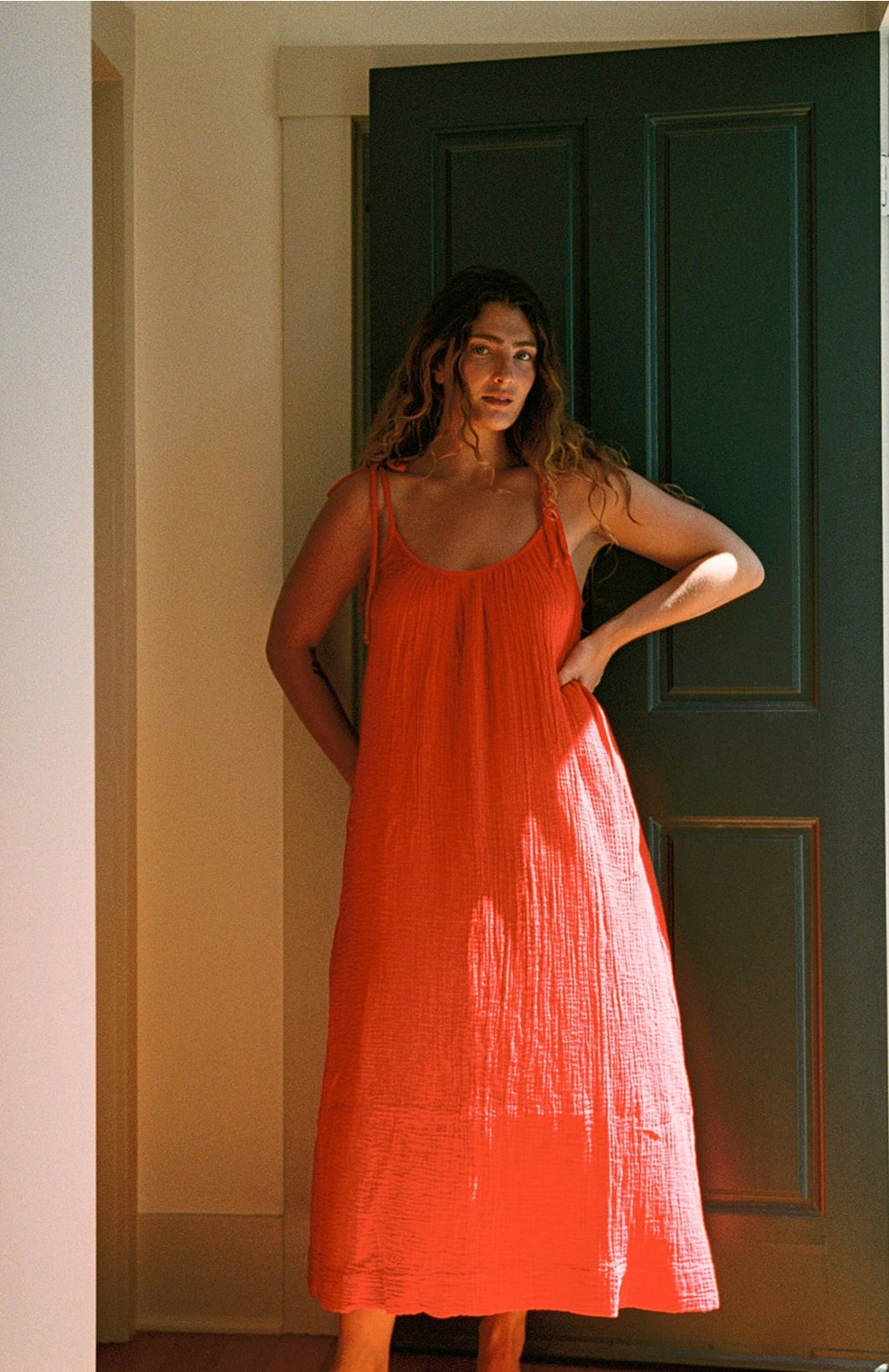 Organic Gauze Dress - Cherry