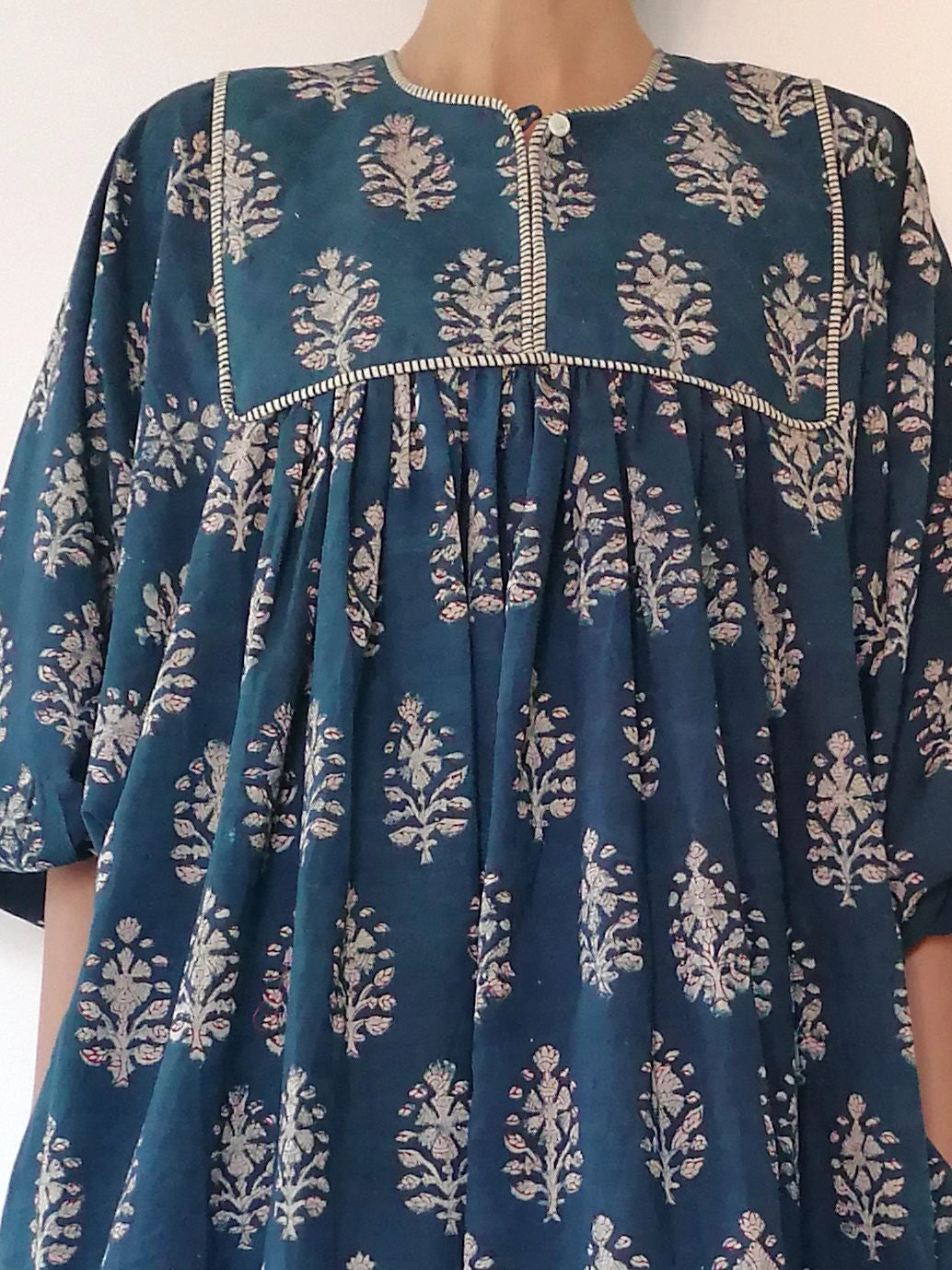 Organic Cotton Indigo Blockprint Dress