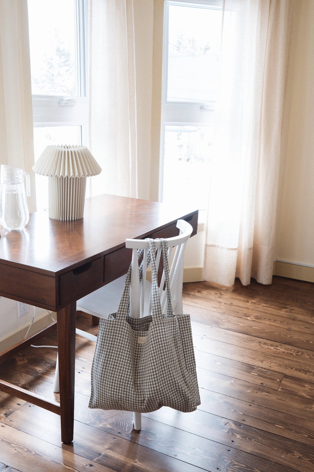 Organic Cotton Gingham Tote - Sage