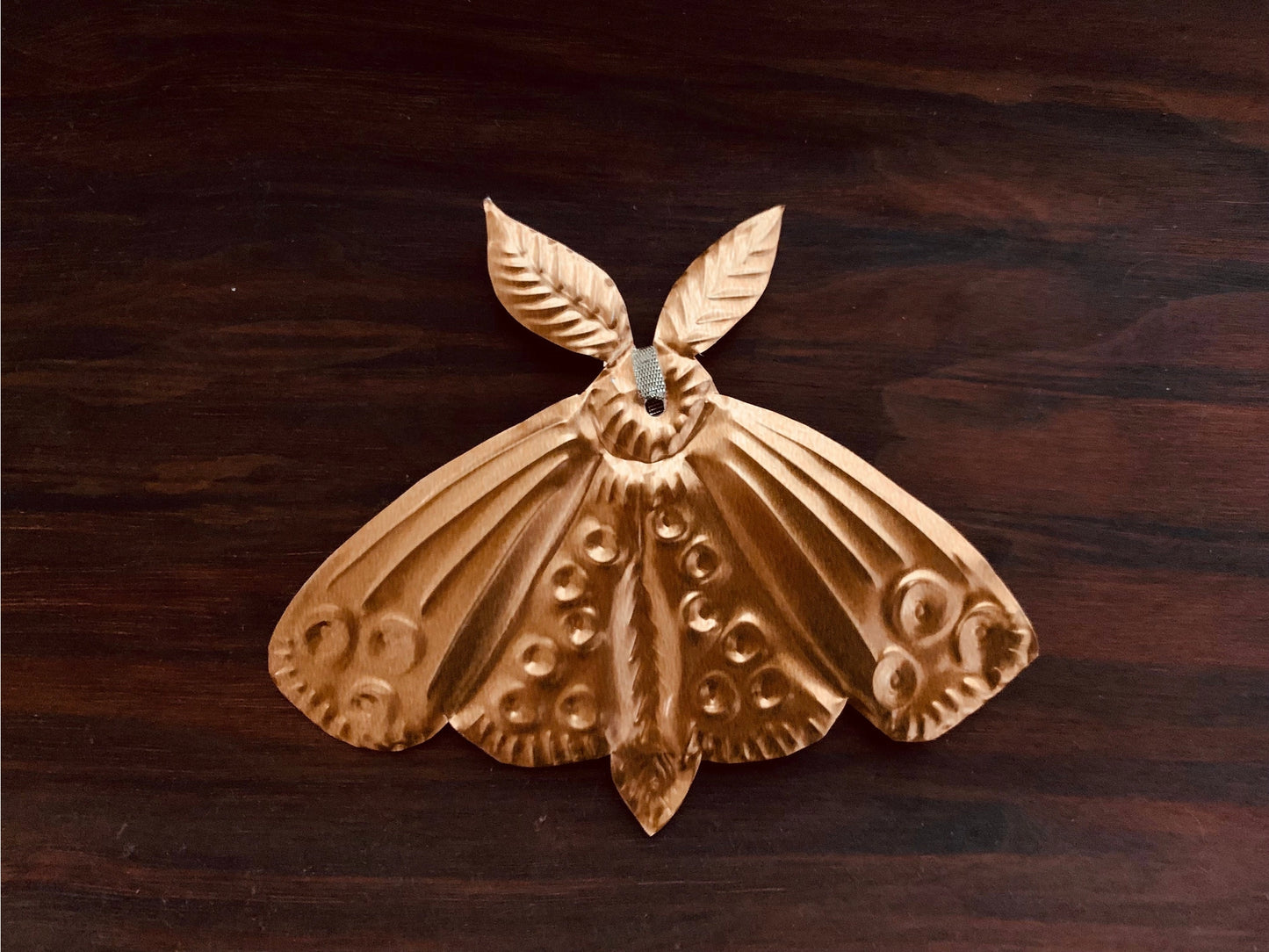 Bird and Moth Embossed Tin Decoration