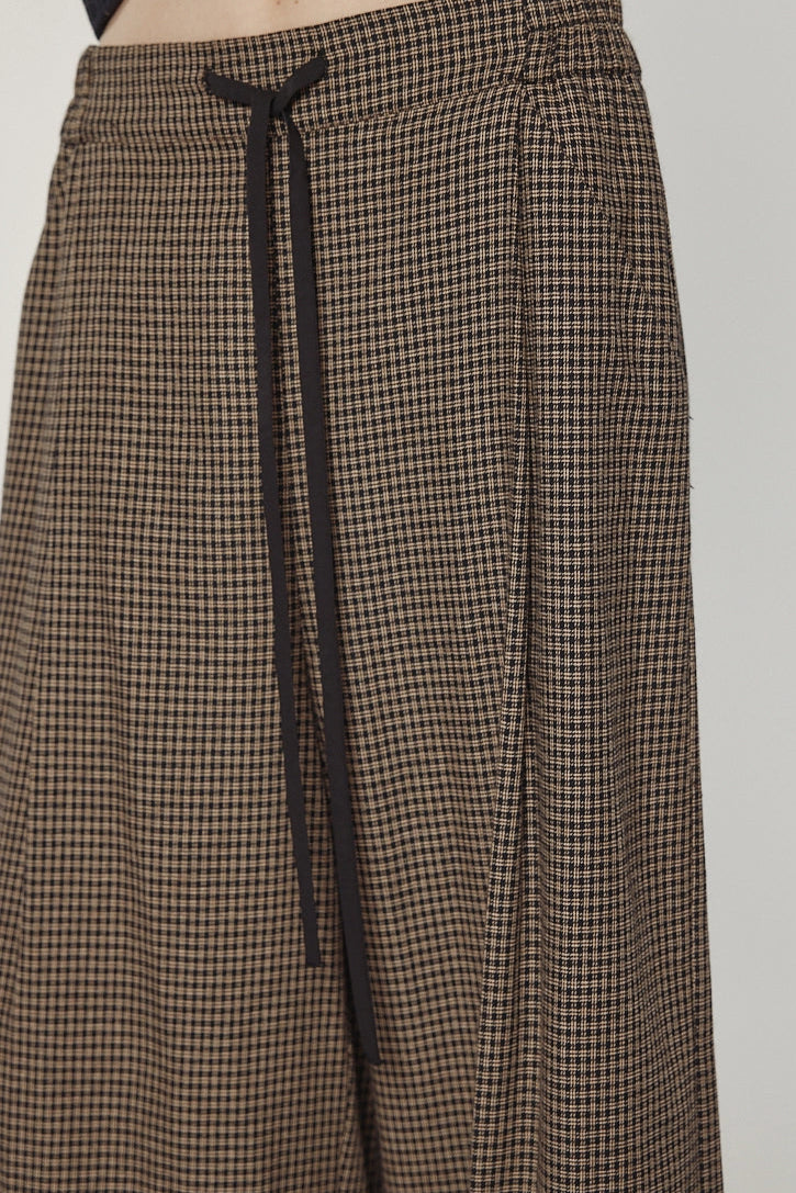 Wide Leg Straight Pants - Checkered