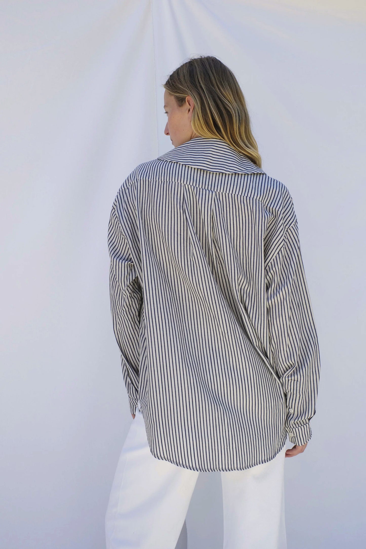 Hollis Oversized Shirt | Regatta Navy Stripe