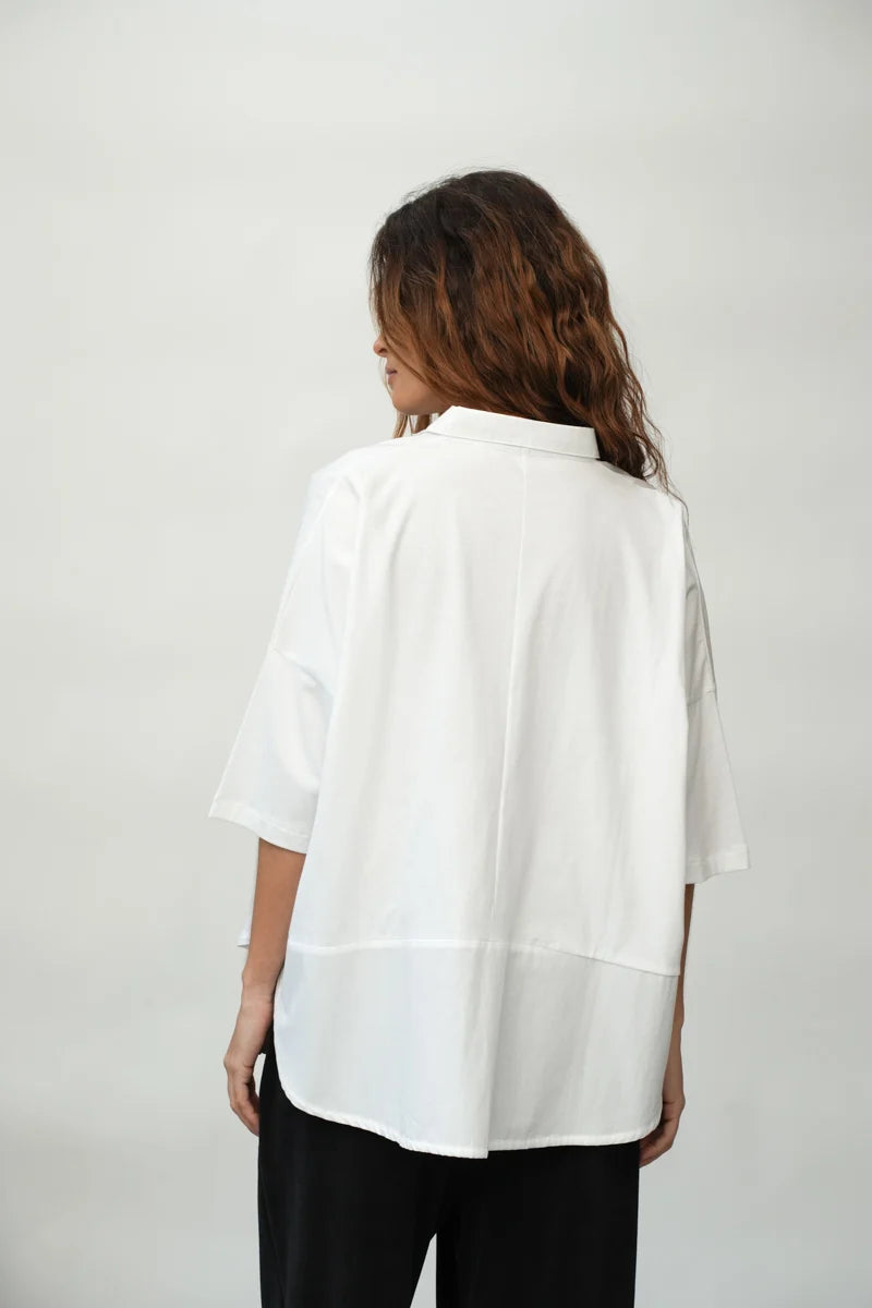 Organic Cotton Poplin Jersey Shirt | White