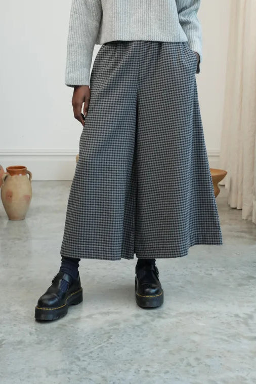 Recycled Cotton Trousers | Grey Gingham