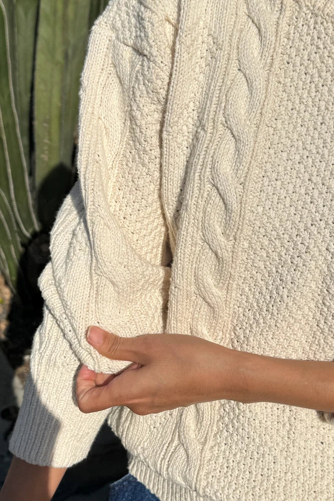 Cotton Fisherman Sweater | Naturel