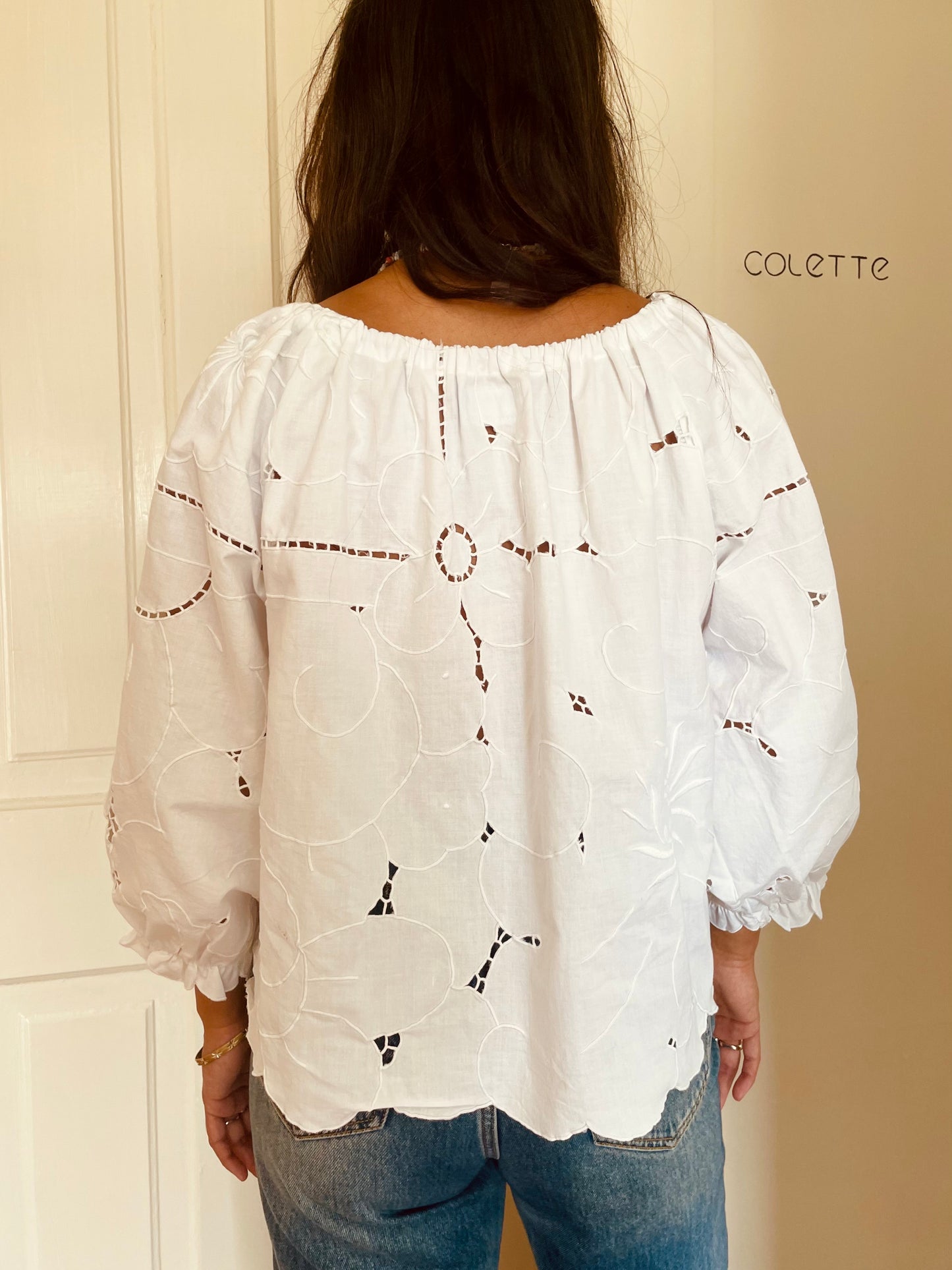 Linen Patchwork Top - Cutwork White