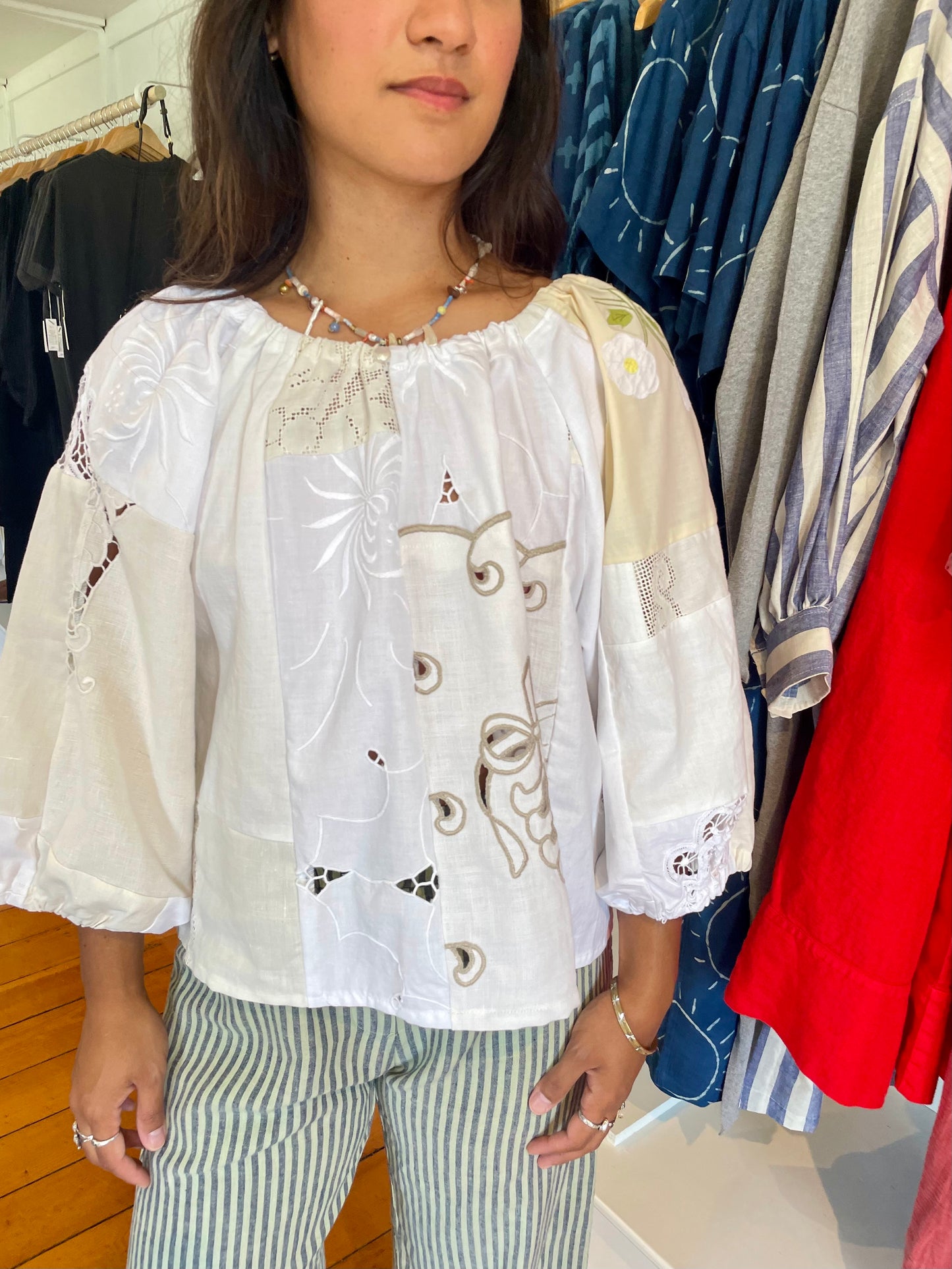 Linen Patchwork Top - Antique Gold