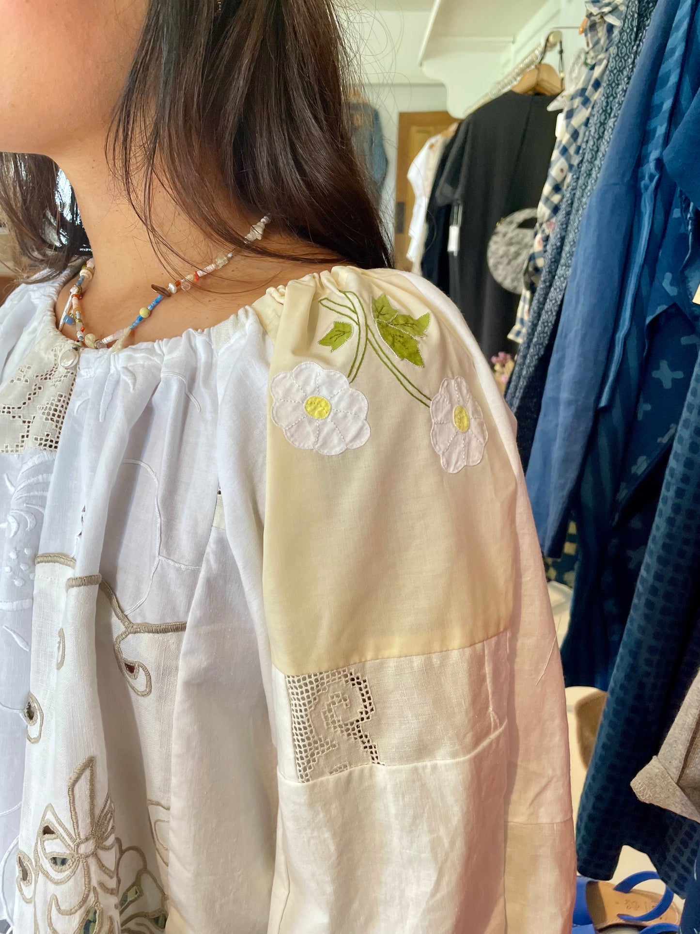 Linen Patchwork Top - Antique Gold