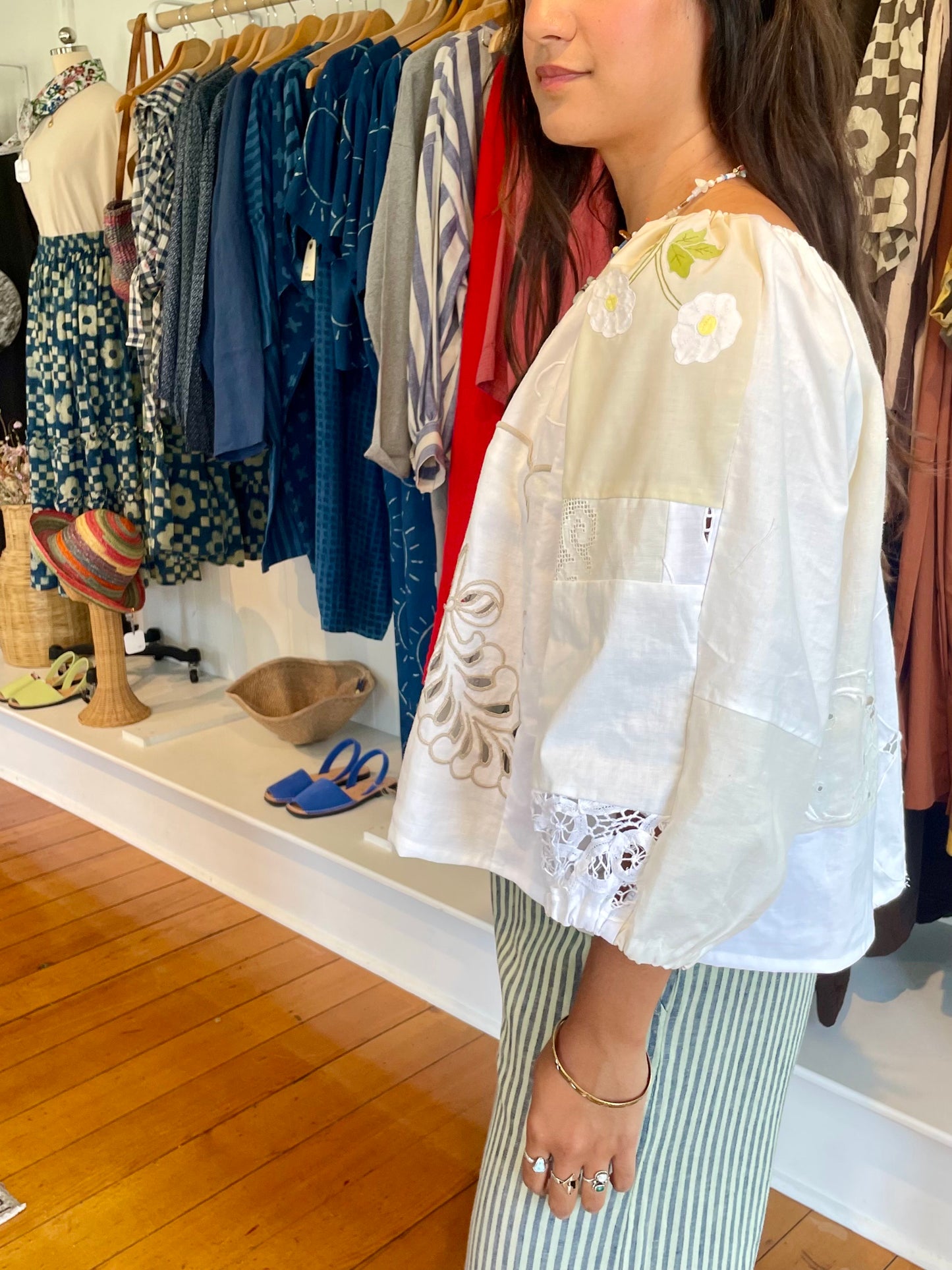 Linen Patchwork Top - Antique Gold