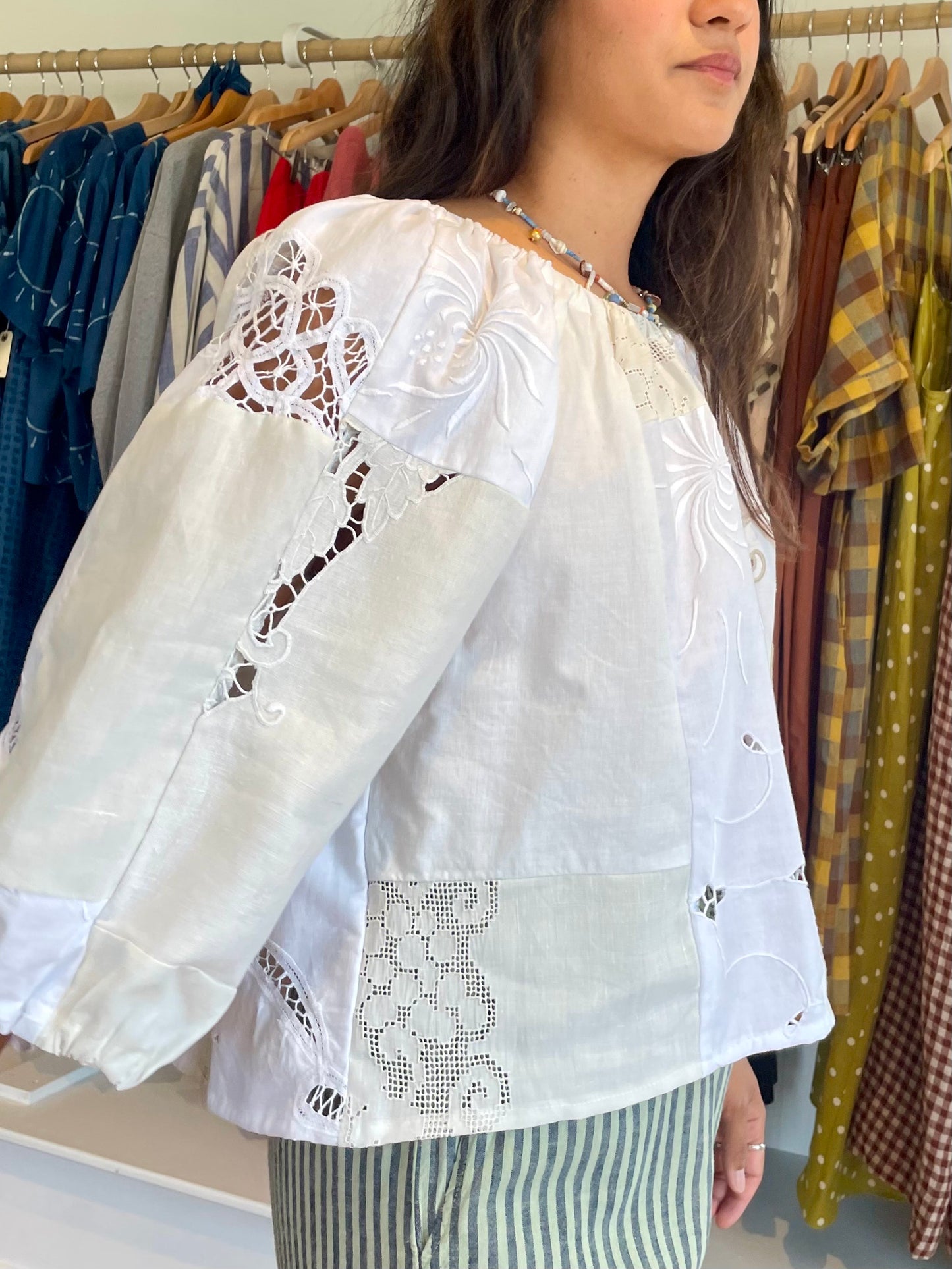 Linen Patchwork Top - Antique Gold