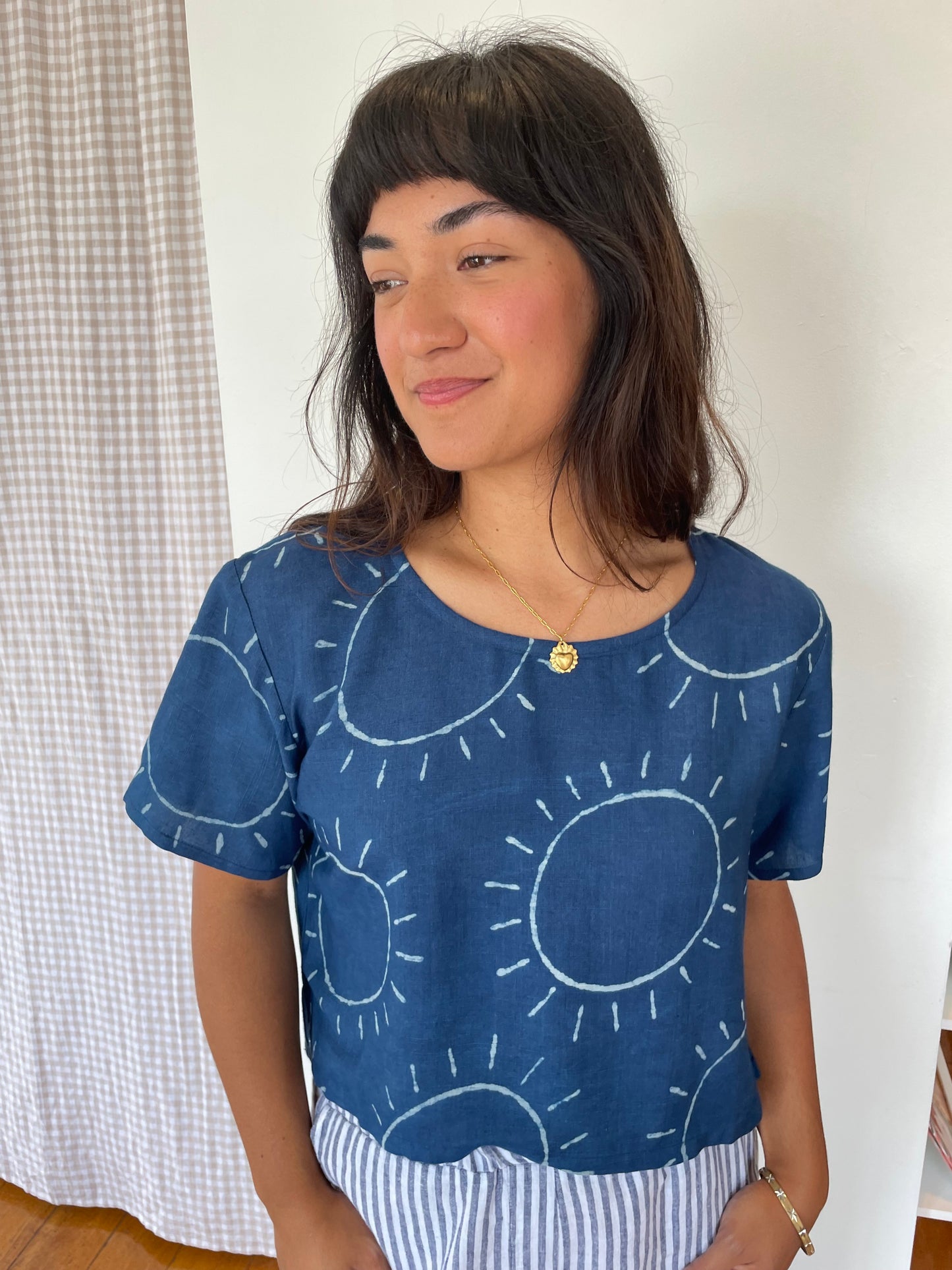 Block Print Silk Sol Top