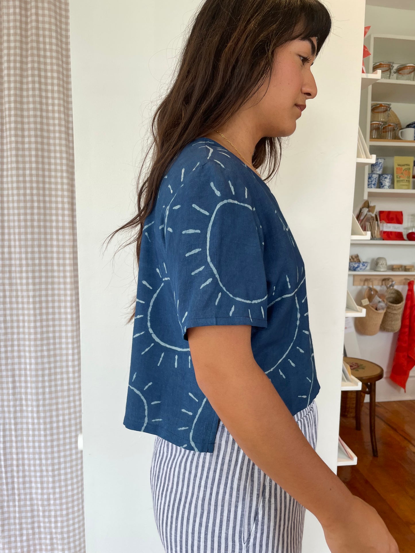 Block Print Silk Sol Top