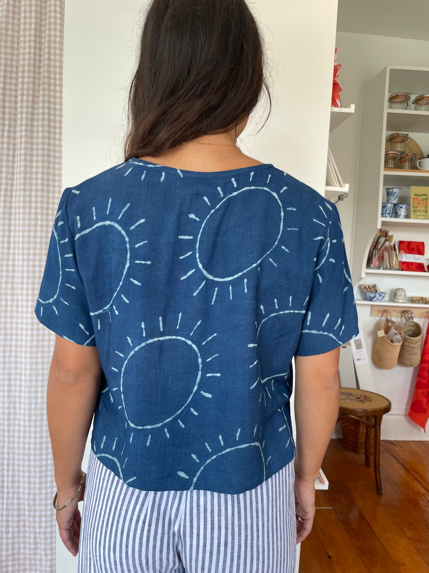 Block Print Silk Sol Top