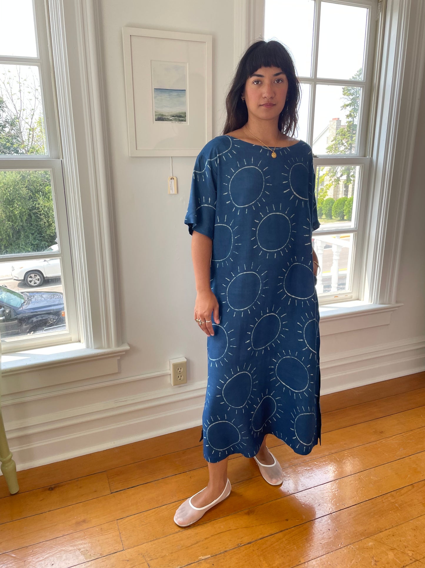 Block Print Silk Sol Dress