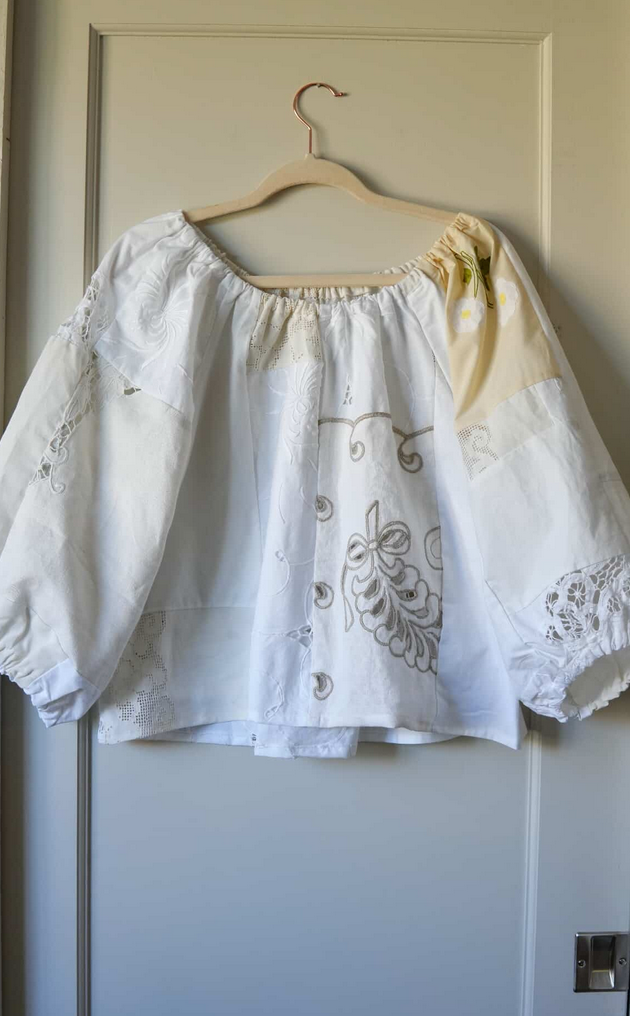 Linen Patchwork Top - Antique Gold