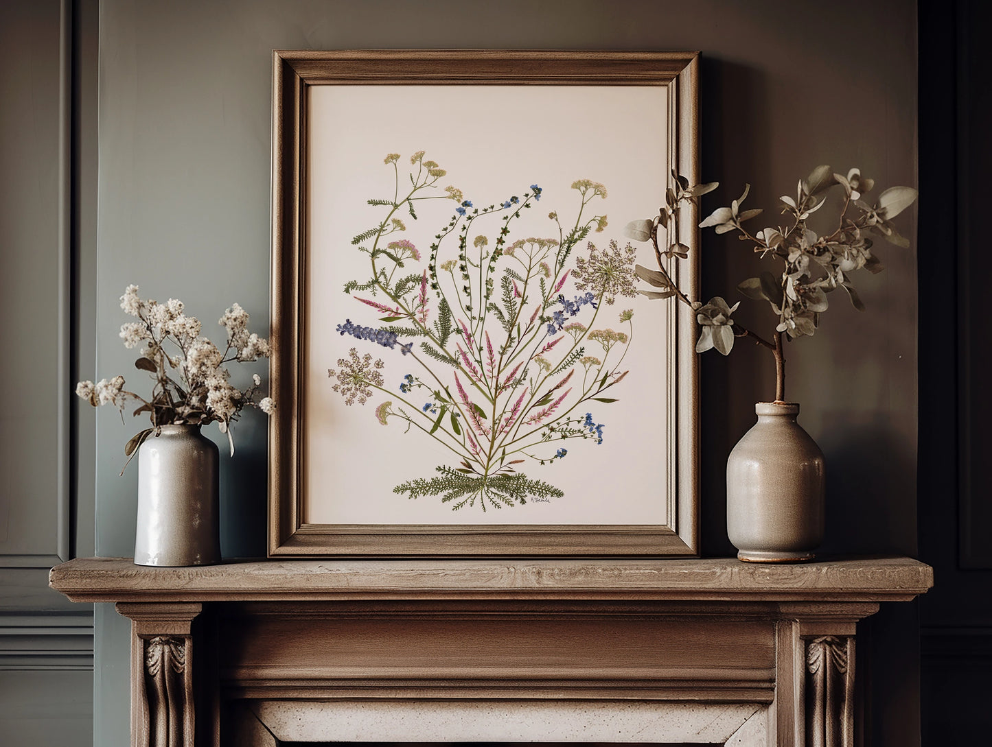 Pressed Flower Art Print - Wildflower Bouquet