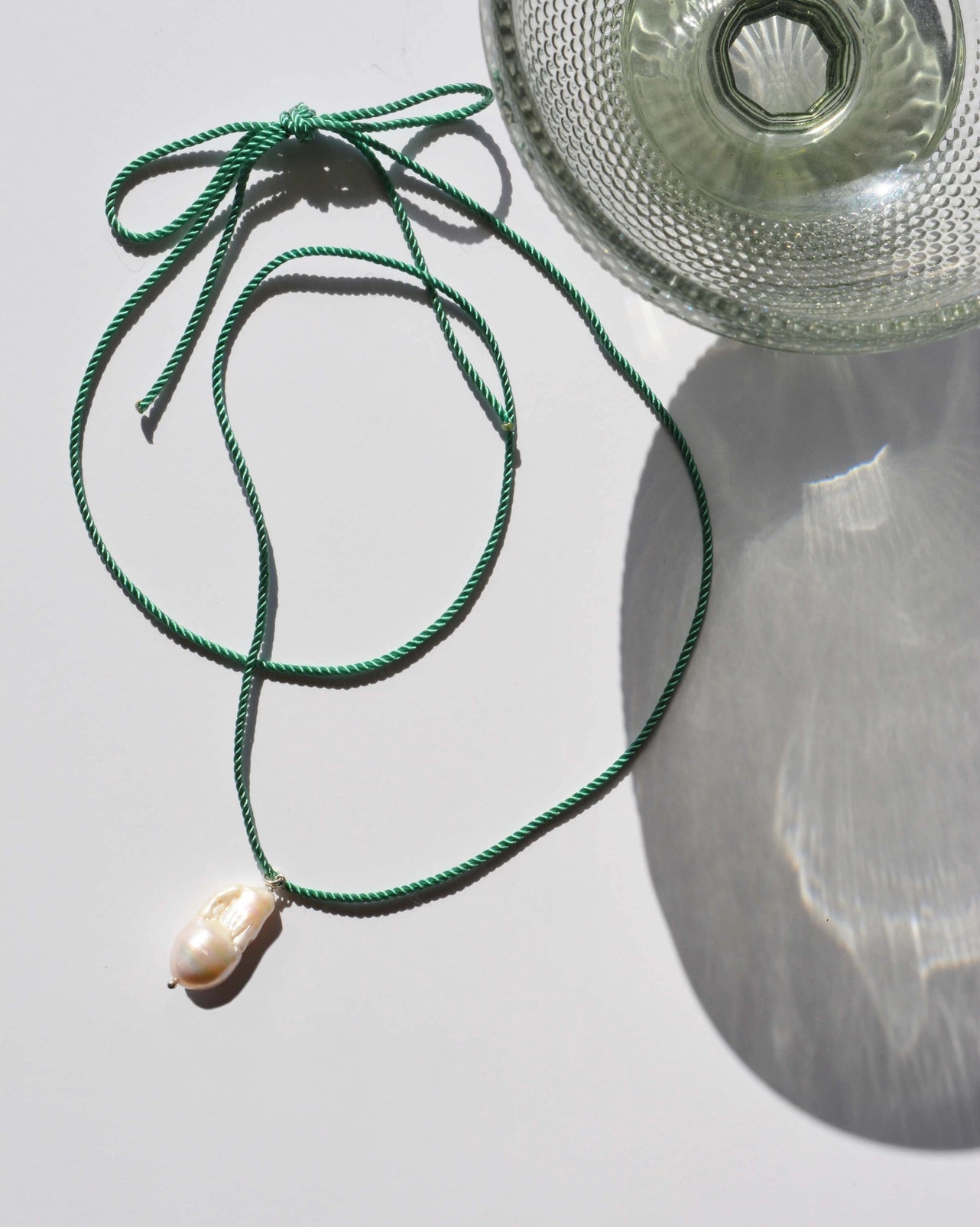 Rope Pearl Necklace - Sage Green