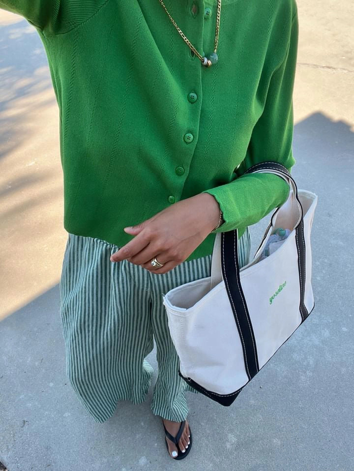 Stripe Washed Trouser - Green