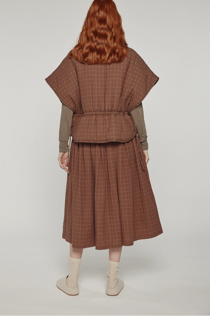 Pleated Waist Midi Skirt