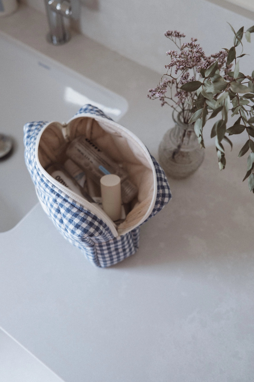 Organic Cotton Quilted Pouch - Gingham