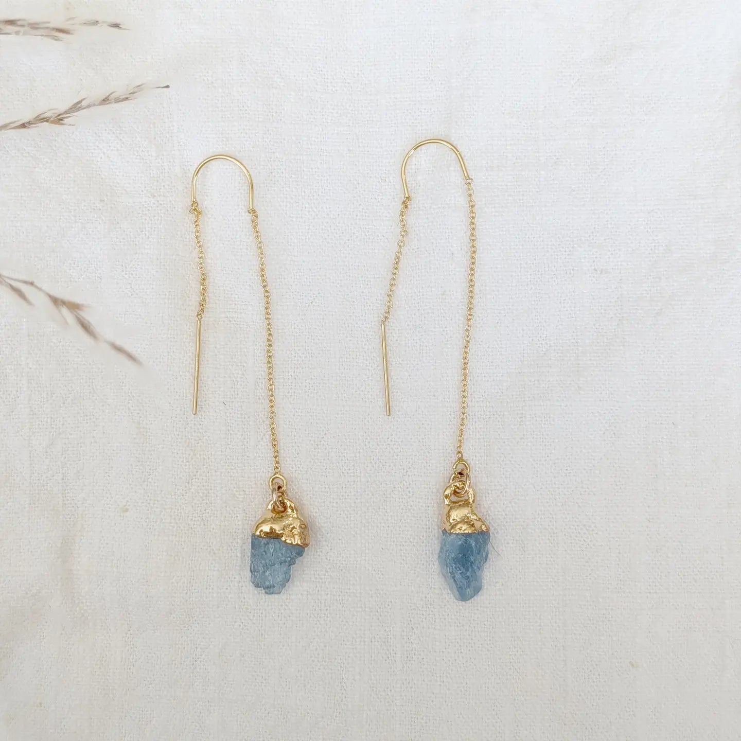 Raw Aquamarine Threader Earrings