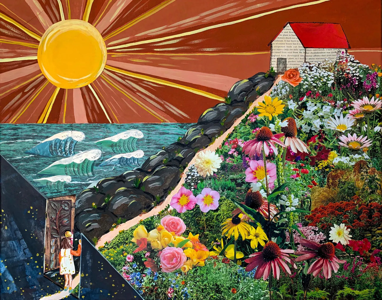 Red Roof Collage - Art Print