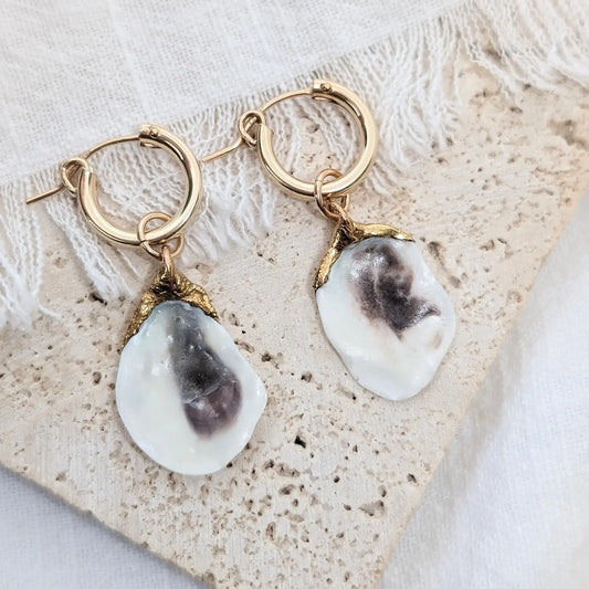 Gold Dipped Oyster Shell Earrings