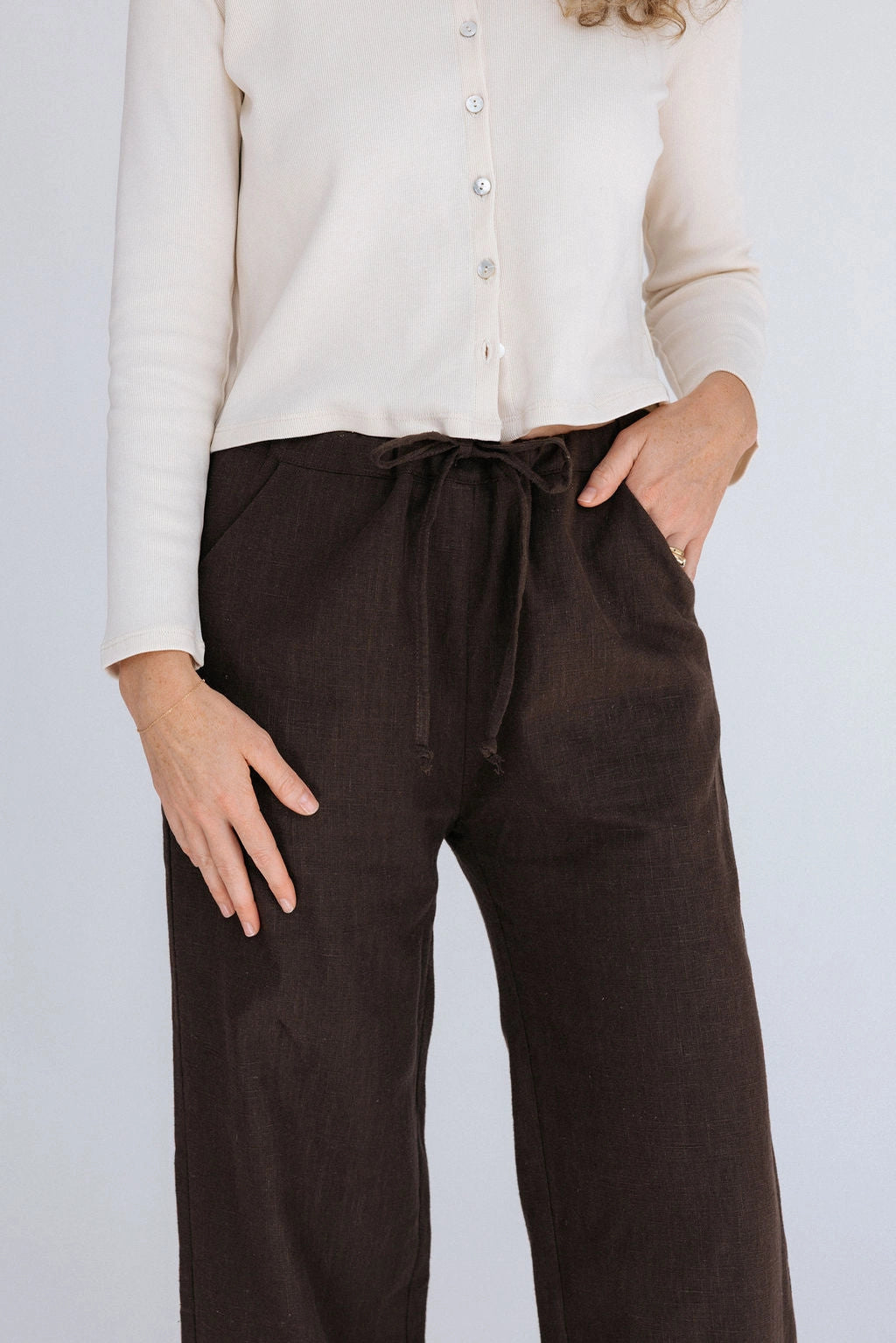 Phoebe Linen Pant - Chocolate