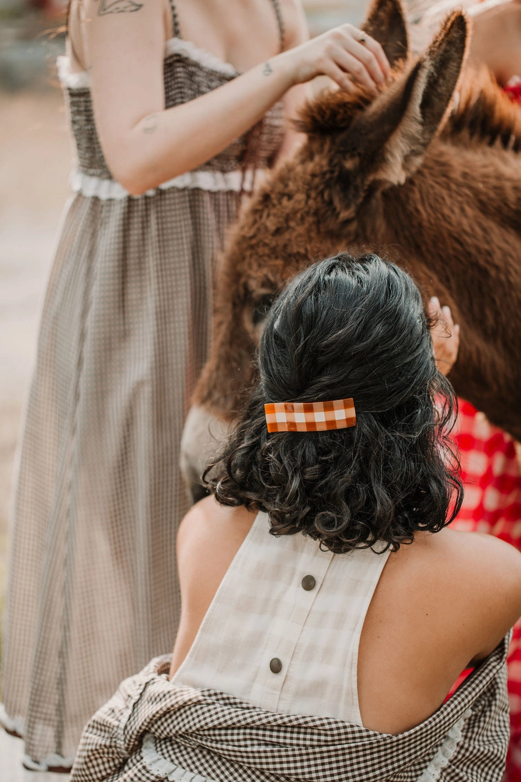 Gingham Alligator Clip