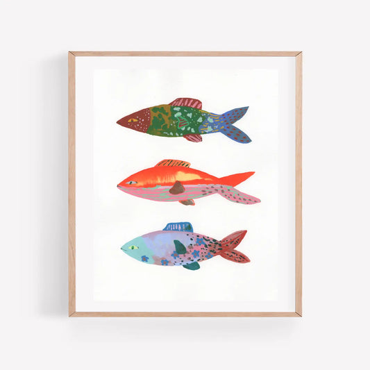 Three Fish - Original Art Print