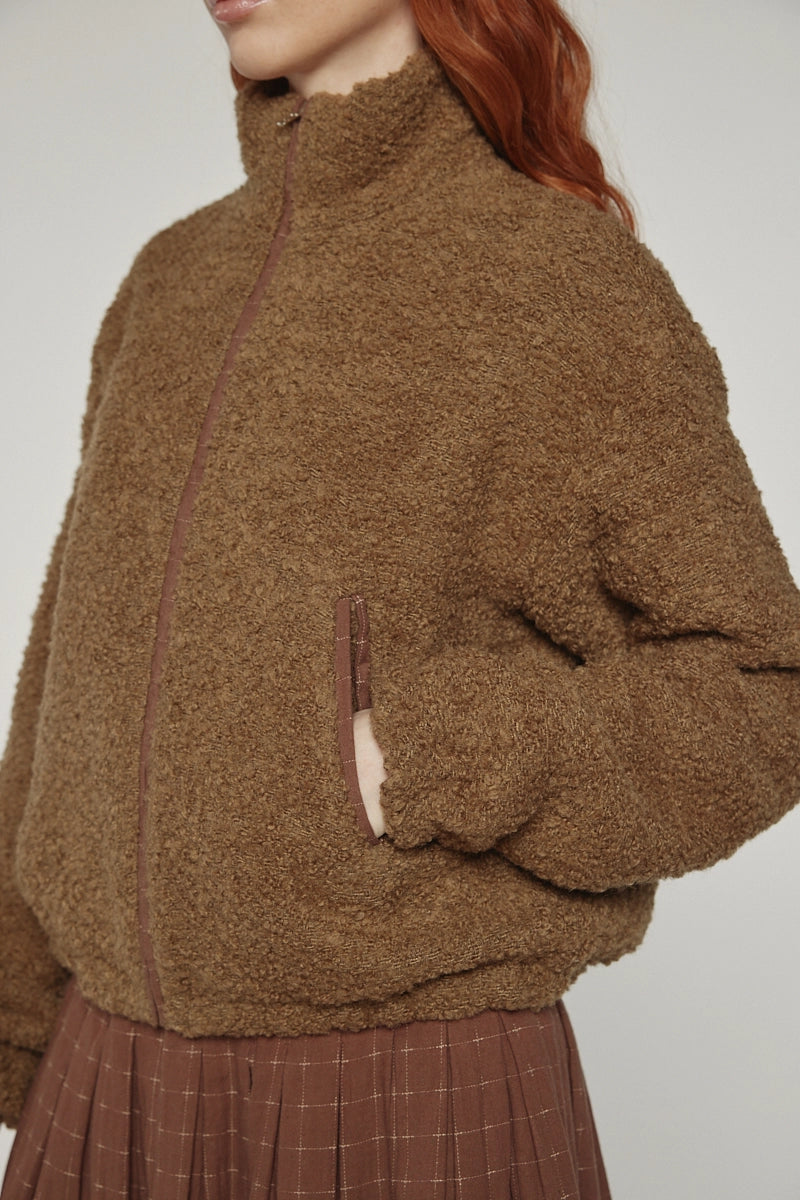 Wool High-Neck Bomber Jacket