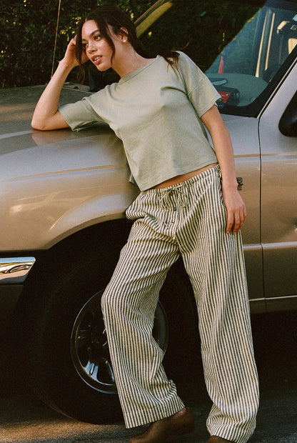 Laundered Stripe Pant | Lime Linen