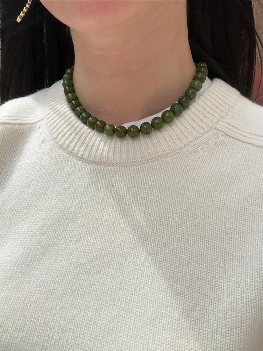 Moss Serpentine Beaded Necklace