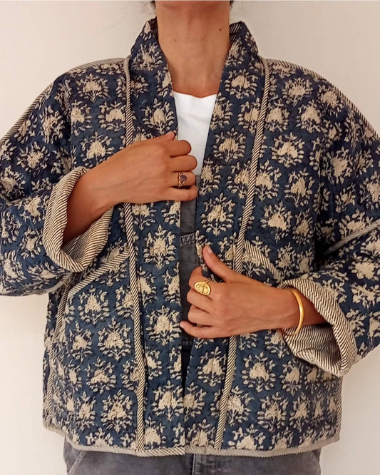 Quilted Reversible Block Print Jacket