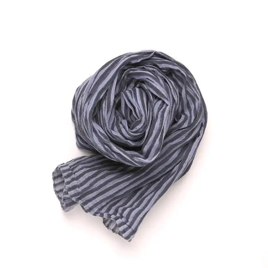 Organic Cotton Stripe Scarf - Blue Violet