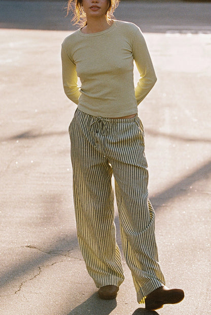Laundered Stripe Pant | Lime Linen