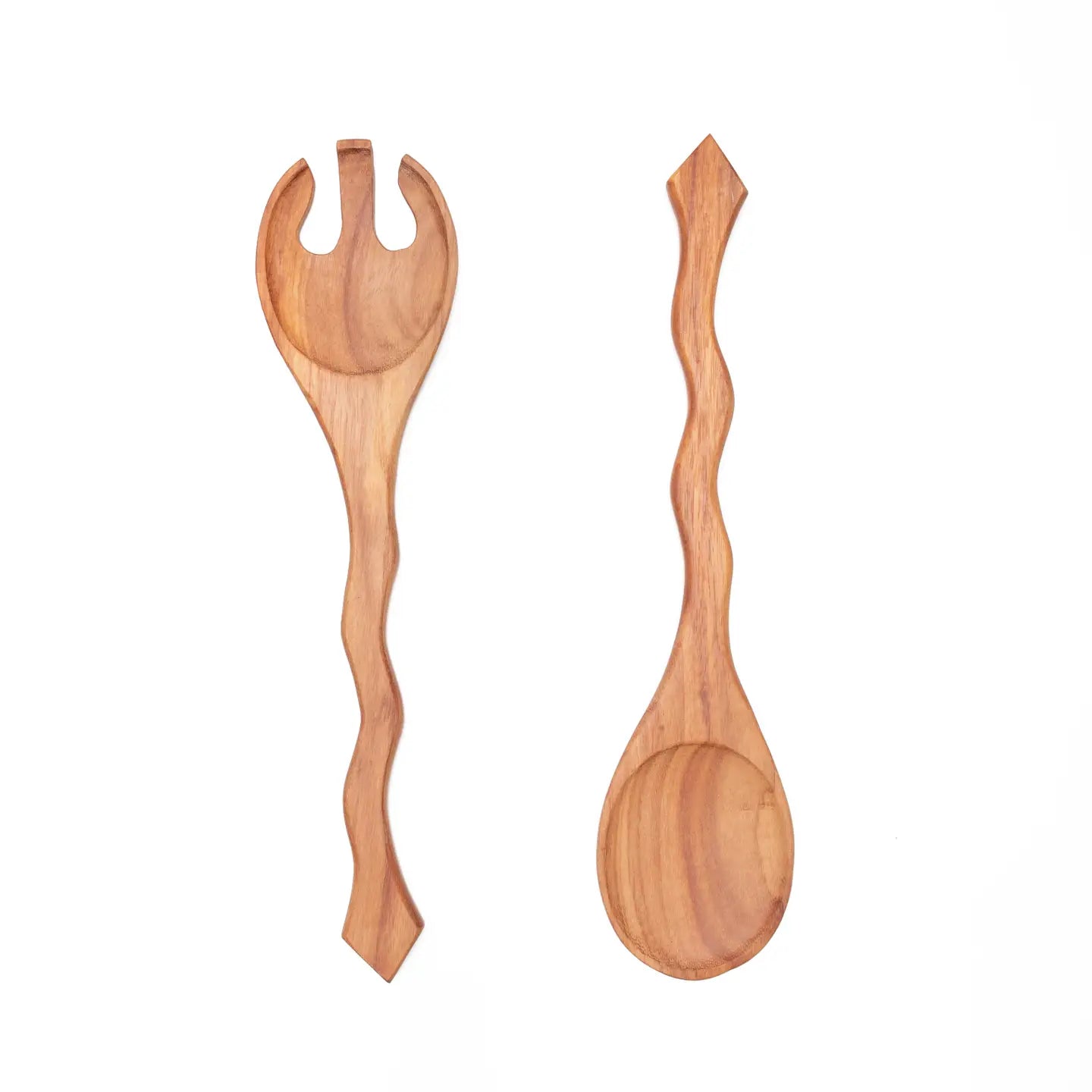 Hand Carved Wood Serving Set