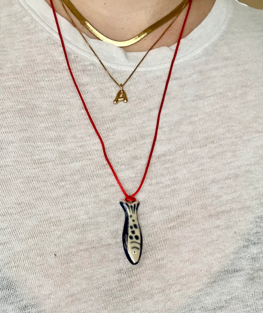 Ceramic Fish Charm Necklace
