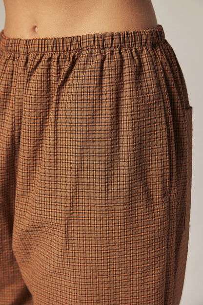 Drawstring Plaid Pants
