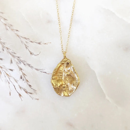 Gold Dipped Oyster Shell Necklace