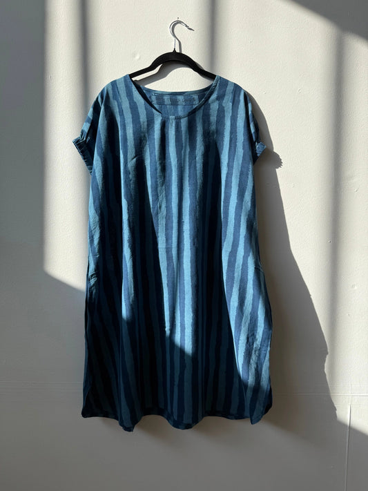 Marthe Dress - Indigo Stripe