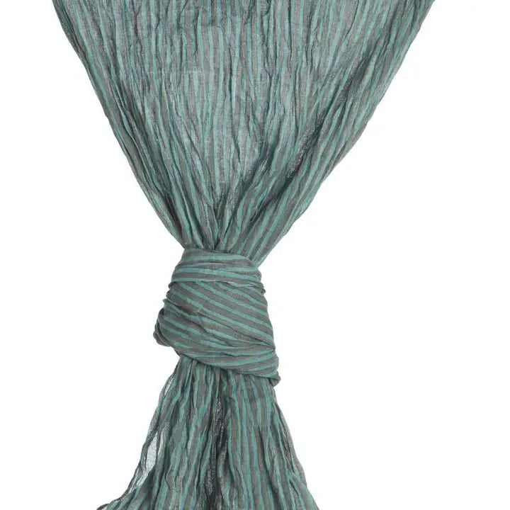 Organic Cotton Stripe Scarf - Turquoise Dove Grey