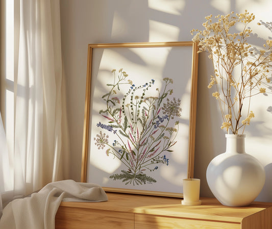 Pressed Flower Art Print - Wildflower Bouquet