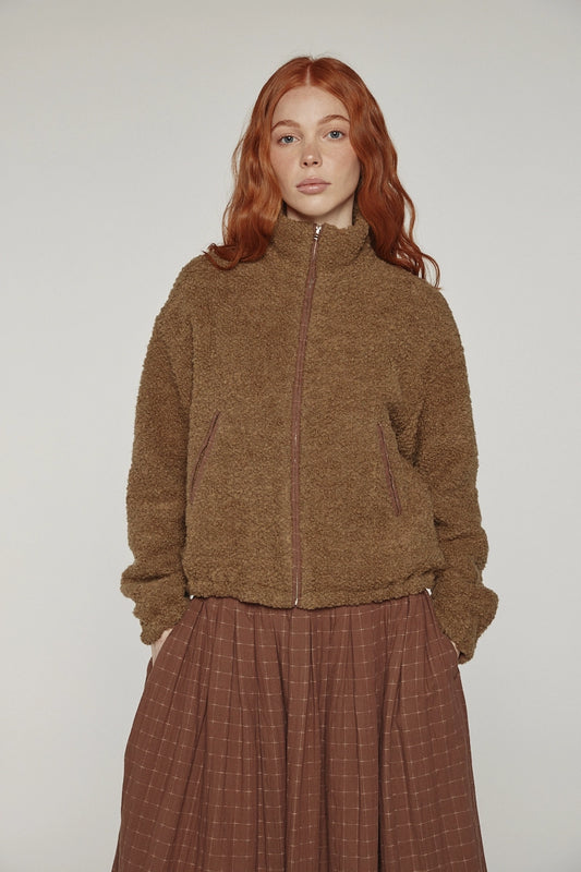 Wool High-Neck Bomber Jacket