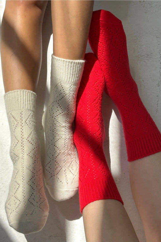 Cashmere Pointelle Socks - Multiple Colors
