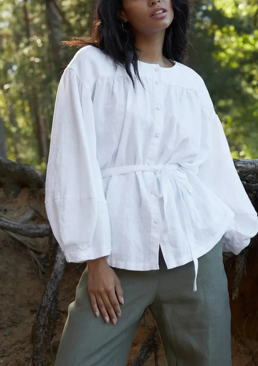 Linen Lantern Sleeve Top