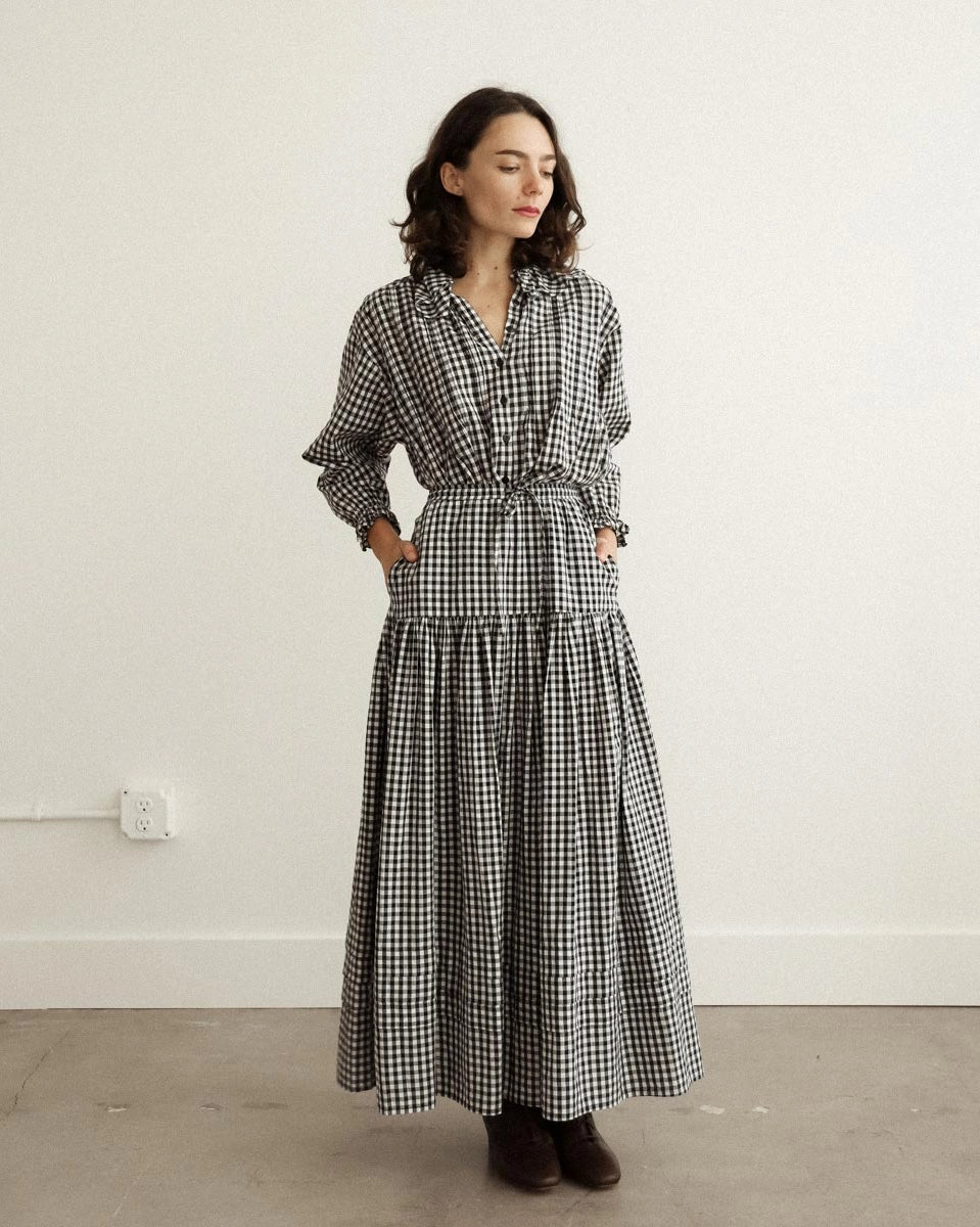 Gardenne Gingham Midi Skirt